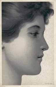 Portret van een jonge vrouw (litho) door English School
