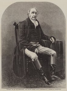 Portret van een oude sportman, Sir Tatton Sykes (gravure) door English School
