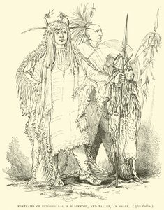 Portretten van Petohpeekis, een Blackfoot, en Tallee, een Osage door English School