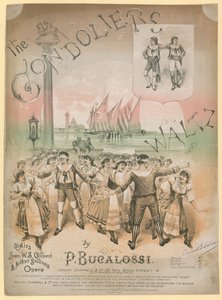 Poster voor The Gondoliers Waltz door P Bucalossi op melodieën van W S Gilbert en Arthur Sullivans opera