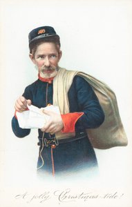 Postbode met zak, Kerstkaart door English School