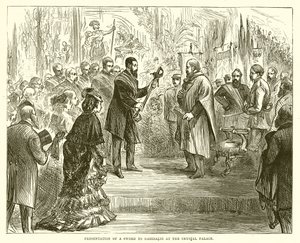 Overhandiging van een zwaard aan Garibaldi in het Crystal Palace door English School