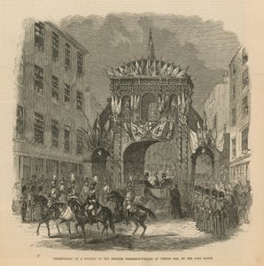 Overhandiging van een boeket aan de Prinses Fredrick William bij Temple Bar door English School