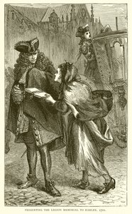 Overhandiging van het Legioen Memorial aan Harley, 1701 door English School