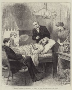 President Garfield gewond in zijn kamer in het Witte Huis, Washington