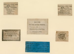 Gedrukte souvenirs van de Frost Fair van 1814