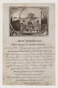 Prentenverkoper en tekenleraar, Archibald Robertson, handelskaart door English School