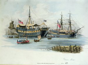 Gevangenisschepen gebruikt door de Britten tijdens de Napoleontische Oorlogen om Franse gevangenen te huisvesten door English School