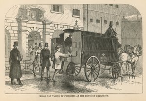 Gevangeniswagen die gevangenen ophaalt door English School