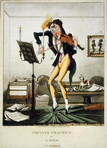 Privépraktijk of Een solo thuis, gegraveerd door Henry Pyall (1795-1833), gepubliceerd door Thomas McLean, Londen