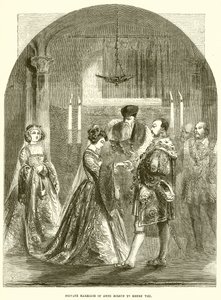 Privéhuwelijk van Anne Boleyn met Hendrik VIII door English School