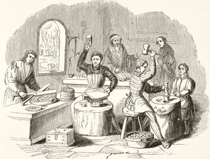 Proces van munten slaan in de 16e eeuw, uit The National and Domestic History of England door William Hickman Smith Aubrey (1858-1916) gepubliceerd in Londen, ca. 1890 door English School