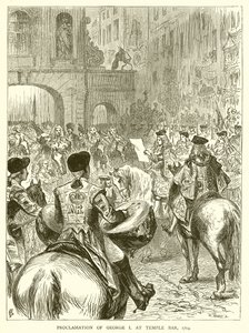 Proclamatie van George I bij Temple Bar, 1714 door English School