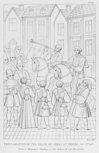 Afkondiging van de Vrede van Arras in Reims, 2 oktober 1435 (gravure)