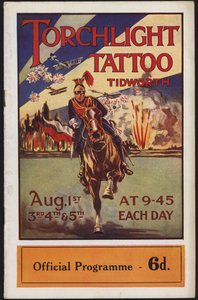 Programma voor de Tidworth Torchlight Tattoo, Tidworth Park, Wiltshire door English School