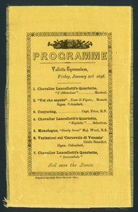 Programma voor het Valletta Gymnasium, 3 januari 1896 (prent)