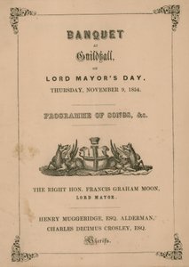 Programma voor het banket in de Guildhall, Londen, op 9 november 1854 door English School