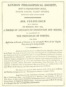 Programma van Coleridges lezingen van 1808