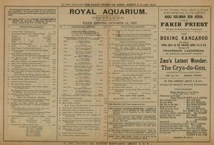 Programma van evenementen in het Royal Aquarium door English School