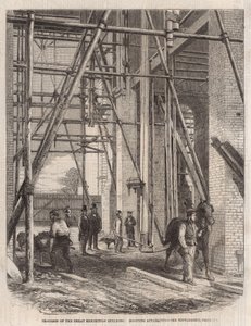 Voortgang op het Internationale Tentoonstellingsgebouw; Hijstoestel door English School