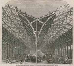Voortgang op het Internationale Tentoonstellingsgebouw; De machineafdeling door English School