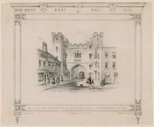 Voorgestelde restauratie van Saint Johns Gate, Clerkenwell, 1845 door English School