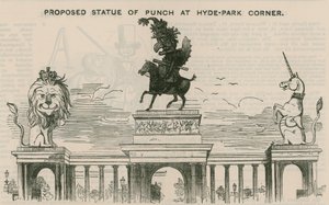 Voorgesteld standbeeld van Punch bij Hyde Park Corner