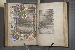 Psalter met Sarum gebruikskalender, Fol 72 verso fol 73 recto, ca. 1425-75 door English School