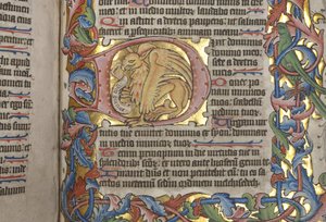 Psalter met Sarum gebruik kalender, Fol 84 recto (detail), ca. 1425-75 door English School