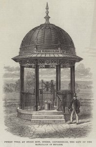 Openbare bron in Stoke Row, Ipsden, Oxfordshire, het geschenk van de Maharajah van Benares (gravure) door English School