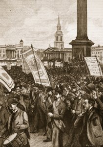 Openbare bijeenkomst op Trafalgar Square ter herdenking van Bloody Sunday, 1892, illustratie uit Cassells Geïllustreerde Geschiedenis van Engeland door English School