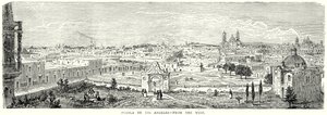 Puebla de Los Angeles - Vanuit het westen (gravure) door English School