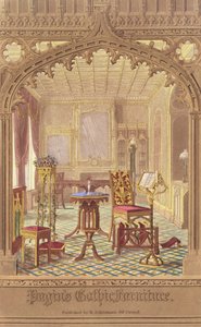 Pugins Gotische Meubels, door Augustus Charles Pugin, uitgegeven door R. Ackermann, 1827 door English School