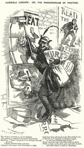 Punch cartoon: Vreselijk Londen: of, het Pandemonium van Posters - Londen ten tijde van de Jack the Ripper-moorden door English School