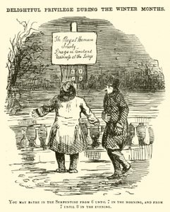 Punch cartoon: Zwemmen in de Serpentine, Hyde Park, Londen door English School
