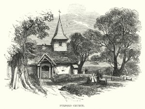 Pyrford Kerk (gravure) door English School