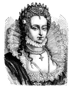 Koningin Elizabeth I (kleur litho) door English School