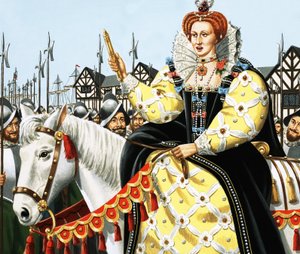 Koningin Elizabeth houdt haar Armada-toespraak door English School