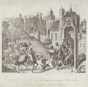 Aankomst van Koningin Isabella in Parijs, om bij haar Broer te Klagen over Sir Hugh Spencer door English School