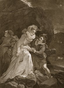 Koningin Mary ontsnapt uit Loch Leven Castle, illustratie uit David Humes The History of England, uitgegeven door R. Bowyer, Londen, 1812 door English School