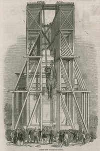 Het oprichten van het Wellington standbeeld, Hyde Park Corner, Londen