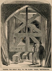 Ophijsen van de grote klok (Big Ben) naar de klokkentoren, Westminster door English School