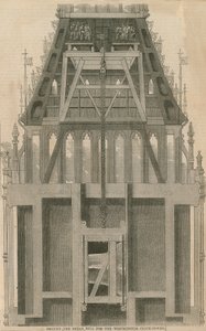 Ophijsen van de grote klok voor de Westminster klokkentoren, Londen door English School
