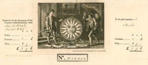 Ontvangstbewijs voor betaling van verzekering van Sun Fire Office, Londen