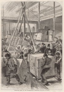 Ontvangst van goederen in het Internationale Tentoonstellingsgebouw door English School