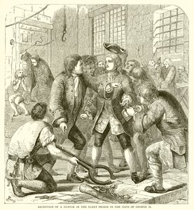 Ontvangst van een Schuldenaar in de Fleet Gevangenis in de Dagen van George II door English School