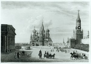 Rode Plein, Moskou, uit Het Karakter van de Russen en een Gedetailleerde Geschiedenis van Muscovy door Robert Lyall, gepubliceerd 1823 door English School