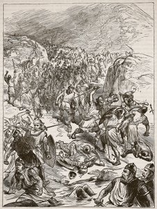 Terugslag van de Engelsen bij Corwen, illustratie uit Cassells Illustrated History of England