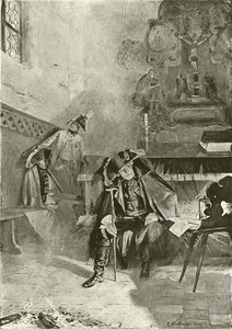 Teruggedrongen bij Torgau - Frederik wacht op de ochtend (gravure) door English School