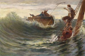 Redding van mannen die een schipbreuk hebben overleefd door English School